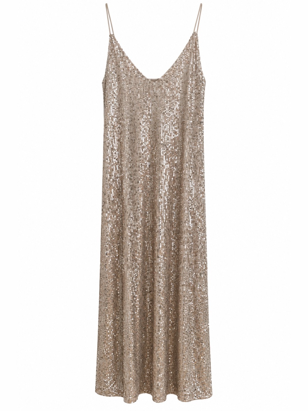 Fifteen Twenty Champagne Sequin Slip Maxi Dress XS